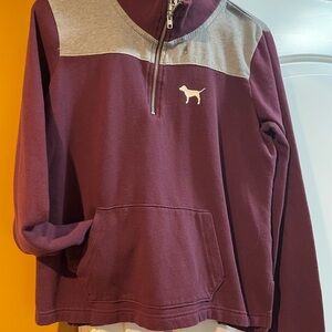 PINK Victoria's Secret Maroon and Gray Zip-Up Sweater